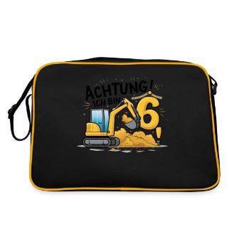 6ème anniversaire garçon 6 ans excavatrice chantier - Sac Retro - noir/or - Dos