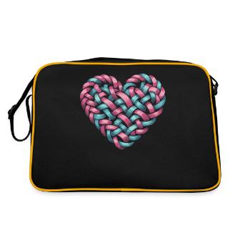 Cable Knit Heart Shape Heart - Retro Bag - black/gold - Back