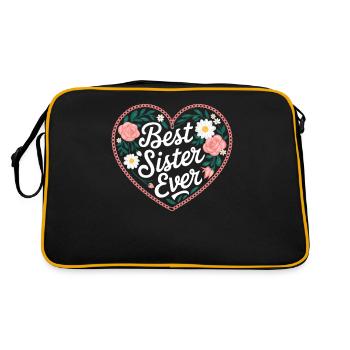 Meilleure Soeur Meilleure Soeur Jamais Fleurs Florales - Sac Retro - noir/or - Dos