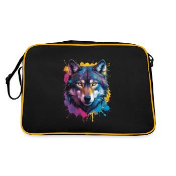 Loup coloré avec expressivité et - Sac Retro - noir/or - Dos