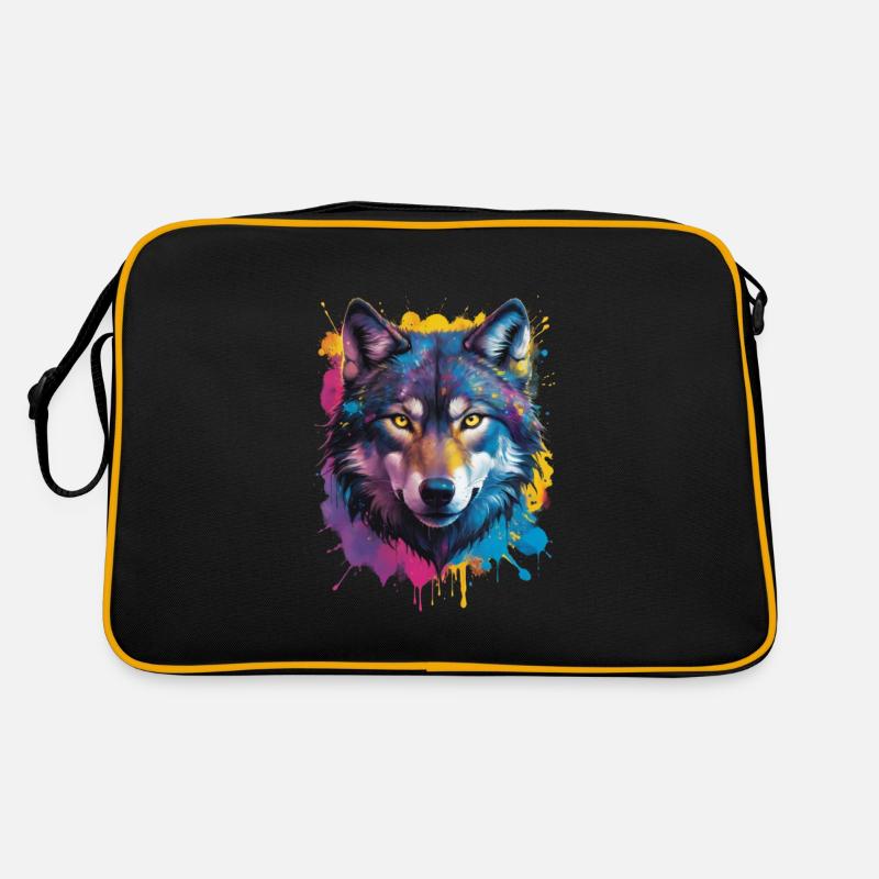 Colourful wolf with expressiveness and Retro Bag