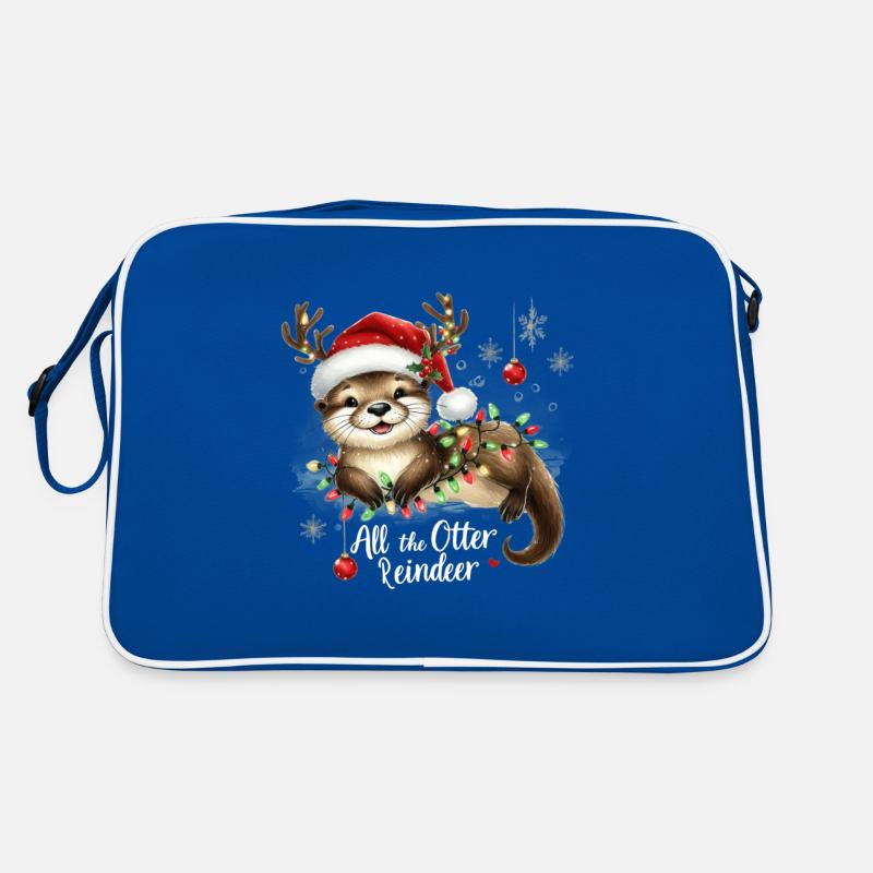 Weihnachtlicher Otter Mit Lichterkette Und Retro Tasche
