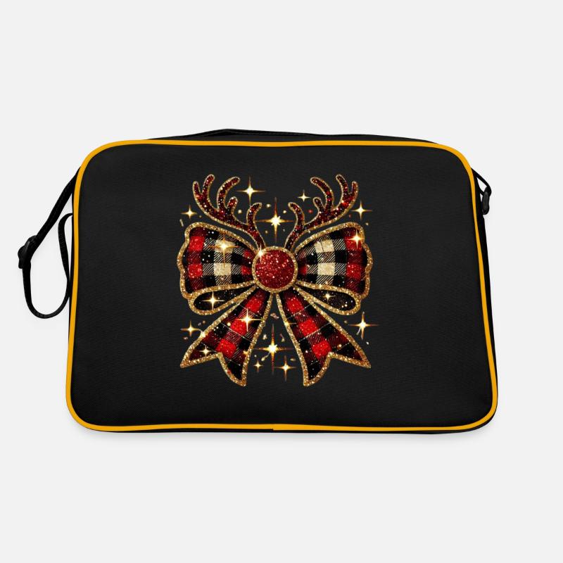 Christmas check bow with glittering ends Retro Bag