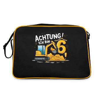 6ème anniversaire garçon 6 ans excavatrice chantier - Sac Retro - noir/or - Dos