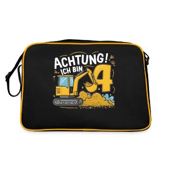 4ème anniversaire garçon 4 ans chantier d’excavatrice - Sac Retro - noir/or - Dos