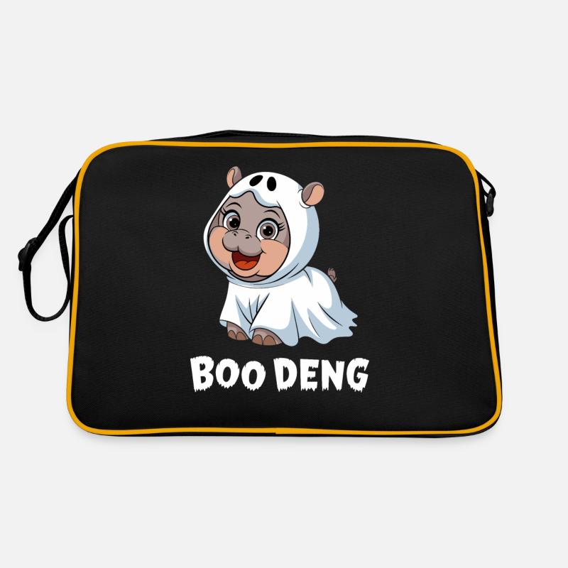 Boo Deng Cute Hippo Costume Fun - Retro Bag - black/gold