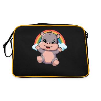 Happy Hippo Under Rainbow Clouds - Retro Bag - black/gold - Back