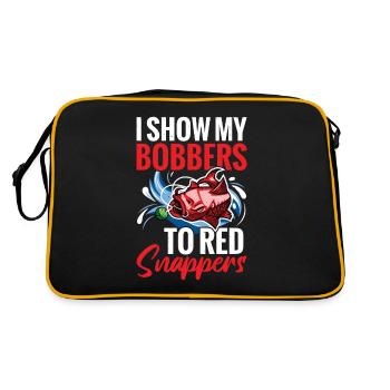 Angeln: Ich Zeige Den Red Snappern Meine Bobber - Retro Tasche - Schwarz/Gold - Hinten