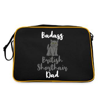 British Shorthair Gifts - Retro Tasche - Schwarz/Gold - Hinten