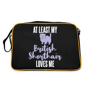 British Shorthair Gifts - Retro Tasche - Schwarz/Gold - Hinten