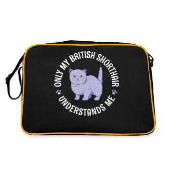 British Shorthair Gifts - Retro Tasche - Schwarz/Gold - Hinten