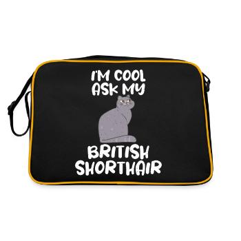 British Shorthair Gifts - Retro Tasche - Schwarz/Gold - Hinten