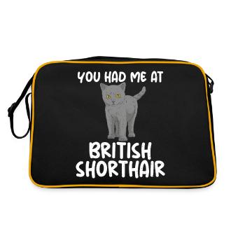 British Shorthair Gifts - Retro Tasche - Schwarz/Gold - Hinten