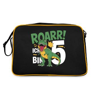 5. Geburtstag 5 Jahre Dino Dinosaurier Fan - Retro Tasche - Schwarz/Gold - Hinten