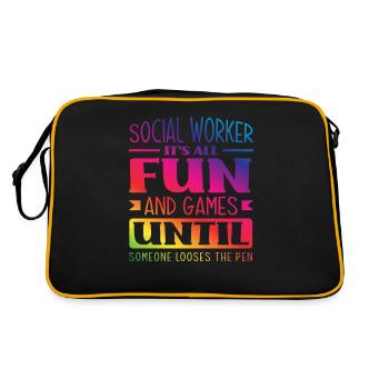 Social worker fun until someone loses the pen - Retro Bag - black/gold - Back