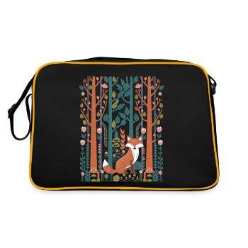 Scène de forêt cottagecore avec renard et fleurs - Sac Retro - noir/or - Dos