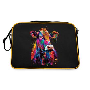 Kuh - Retro Tasche - Schwarz/Gold - Hinten