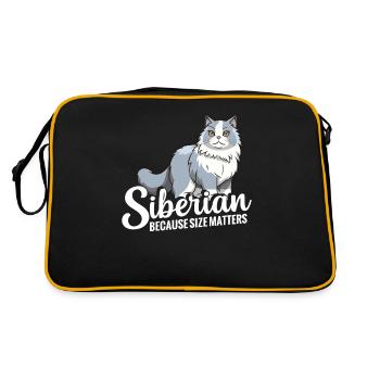 Sibirische Katze: Weil Es Auf Die Größe Ankommt - Retro Tasche - Schwarz/Gold - Hinten