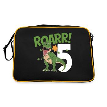 5. Geburtstag 5 Jahre Dino Dinosaurier Fan - Retro Tasche - Schwarz/Gold - Hinten