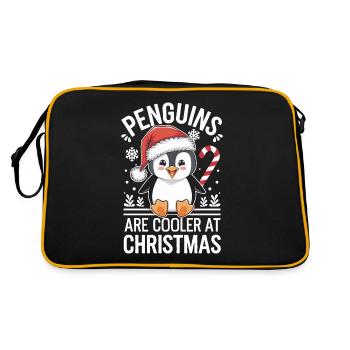 Pinguine Sind Cooler An Weihnachten - Penguin - Retro Tasche - Schwarz/Gold - Hinten
