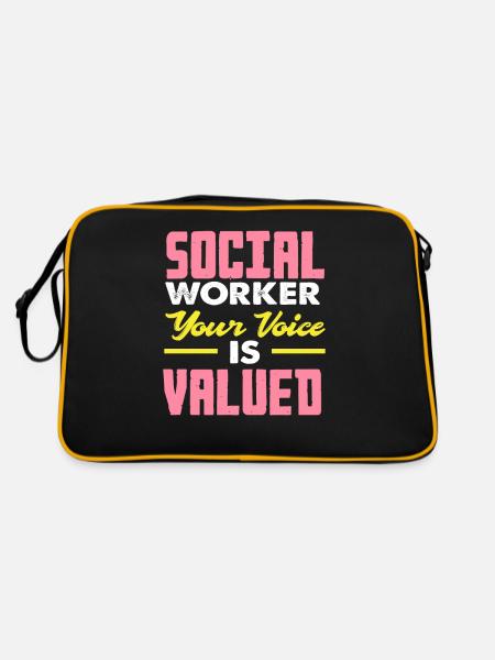 Sozialarbeiter Deine Stimme Zählt - Retro Tasche - Schwarz/Gold - Hinten