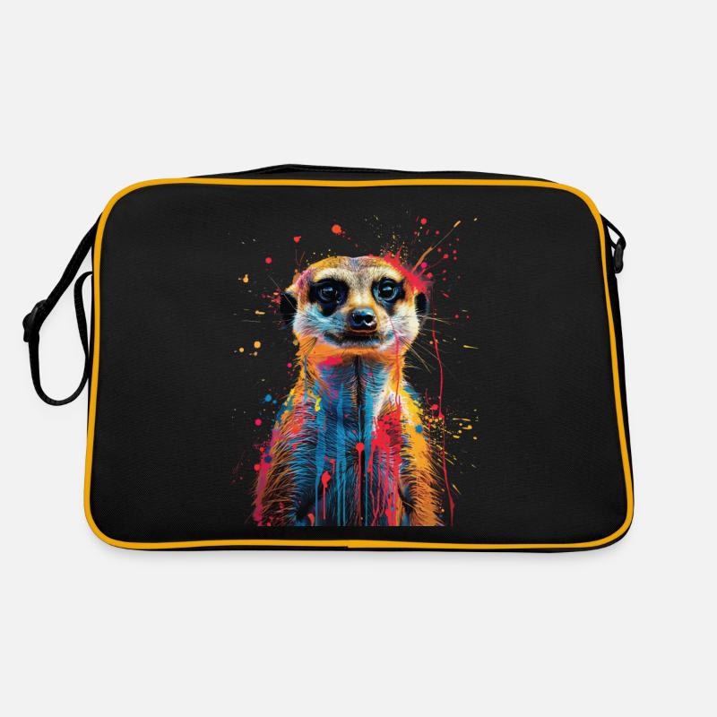 Erdmännchen - Retro Tasche - Schwarz/Gold