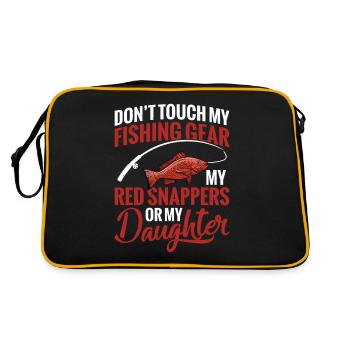 Berühren Sie Meine Angelausrüstung, Meine Roten - Retro Tasche - Schwarz/Gold - Hinten