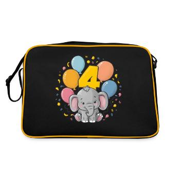 4ème anniversaire éléphant fête d’anniversaire des enfants - Sac Retro - noir/or - Dos