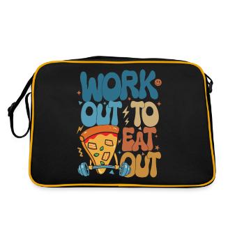 Work Out to Eat Out â Groovy Gym Pizza Design - Retro Bag - black/gold - Back