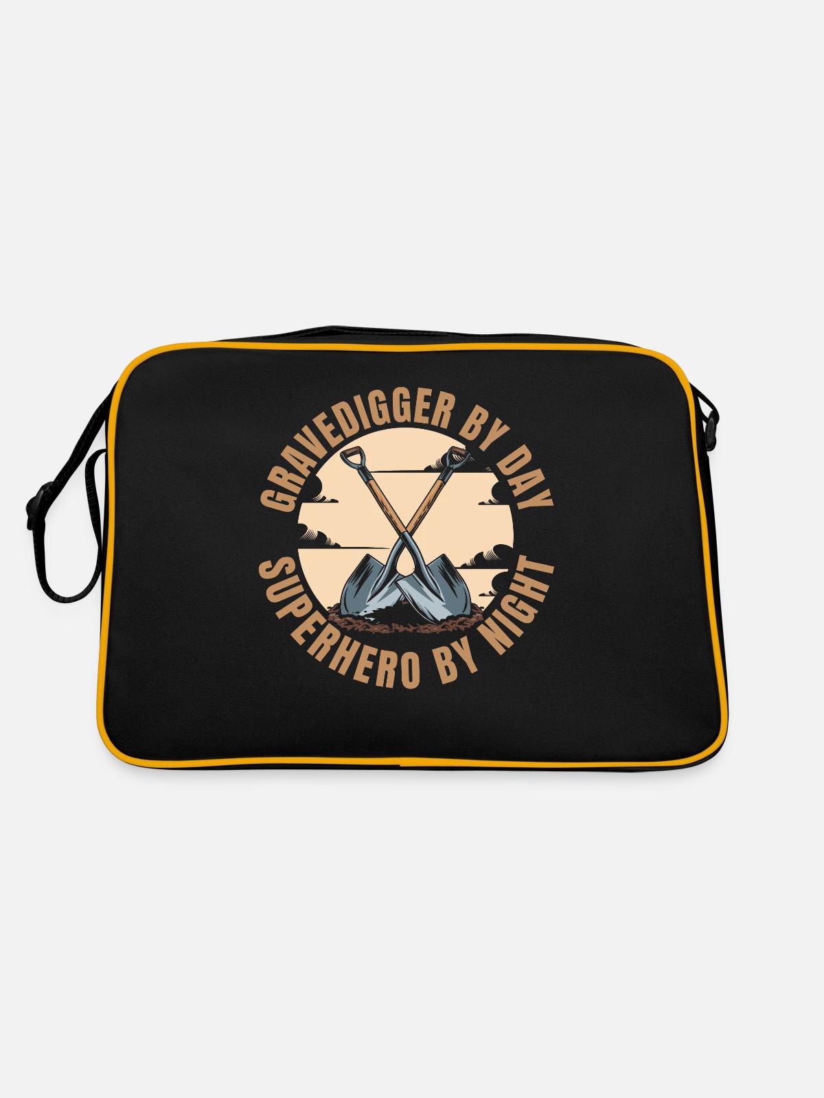 Gravedigger Funeral Assistant - Retro Bag - black/gold - Back