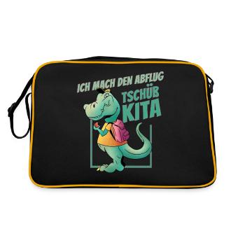T-Rex avec cartable - Je m’envole, au revoir - Sac Retro - noir/or - Dos