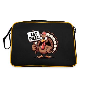 Dinde drôle avec panneau de pizza - Sac Retro - noir/or - Dos