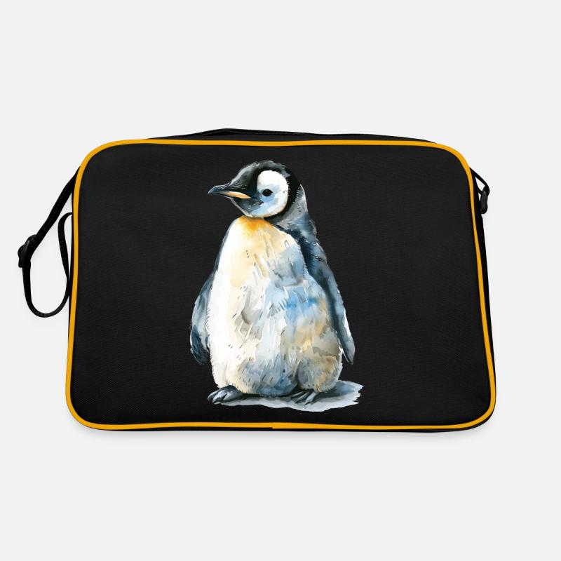 Pinguin - Retro Tasche - Schwarz/Gold