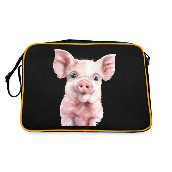 Schwein - Retro Tasche - Schwarz/Gold - Hinten
