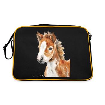 Pferd - Retro Tasche - Schwarz/Gold - Hinten