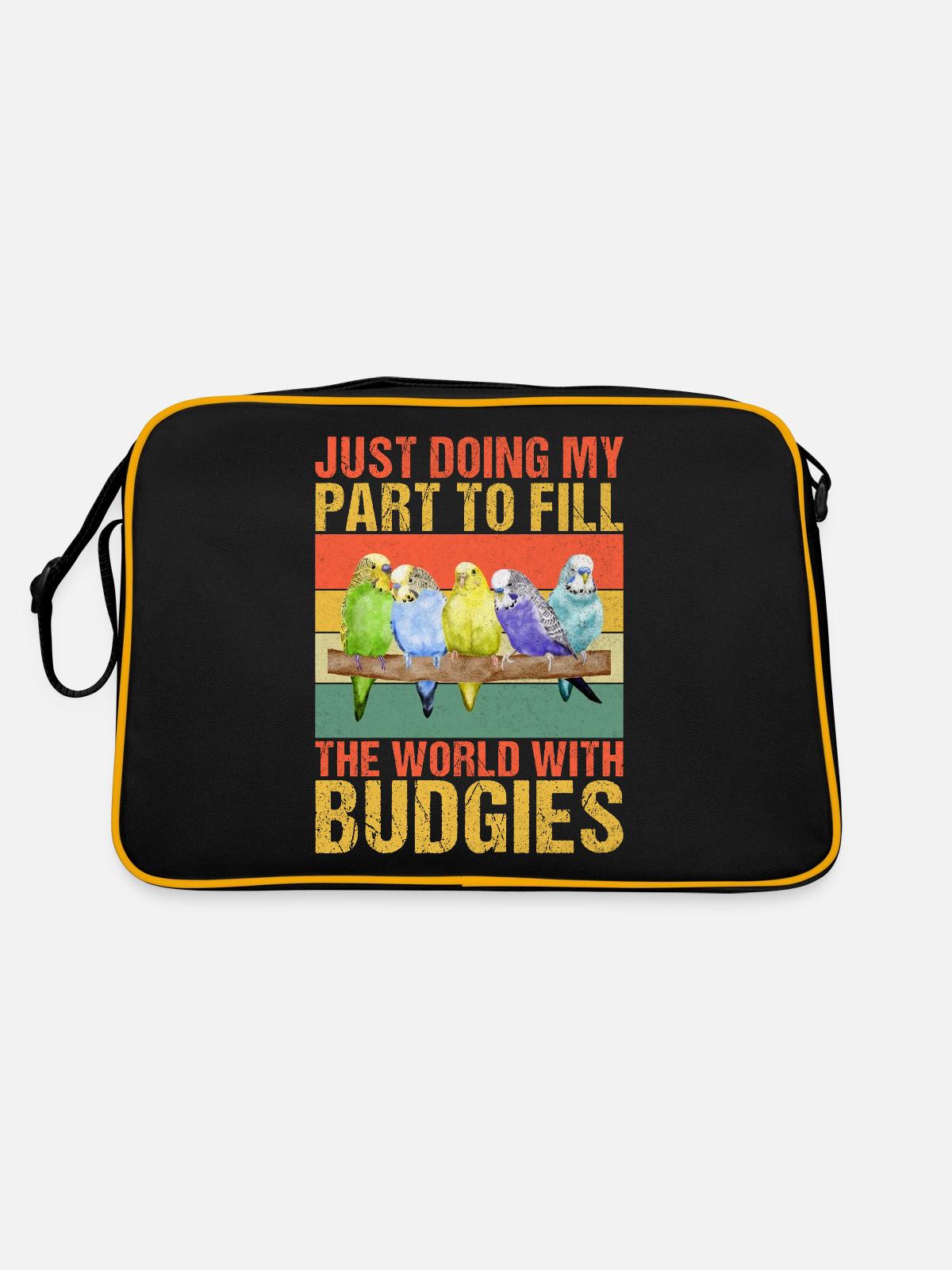 Budgie Gift - Retro Bag - black/gold - Back
