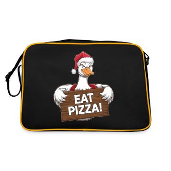 Christmas goose with pizza message - Retro Bag - black/gold - Back