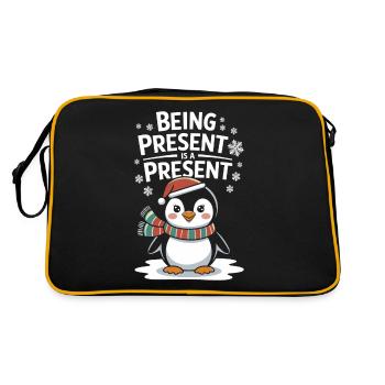 Being present is a gift - Retro Bag - black/gold - Back