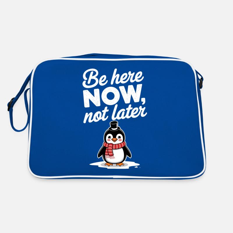 Sei Jetzt Hier, Nicht Später Pinguin Retro Tasche