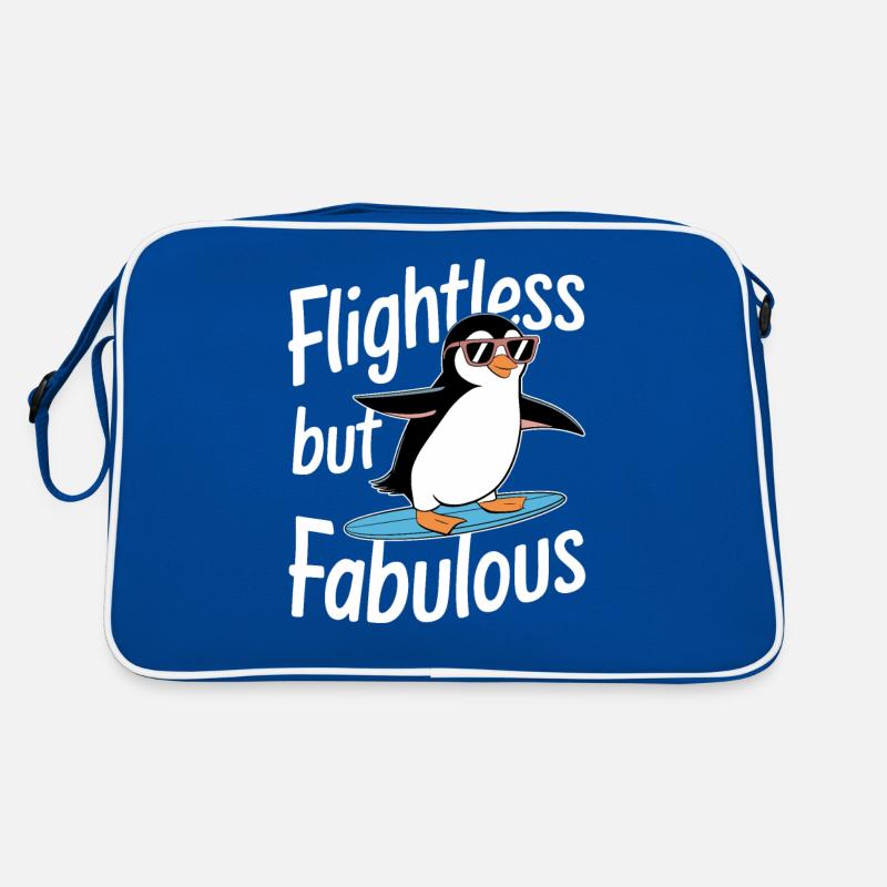 Flightless But Fabulous Pinguin Surfer Retro Tasche