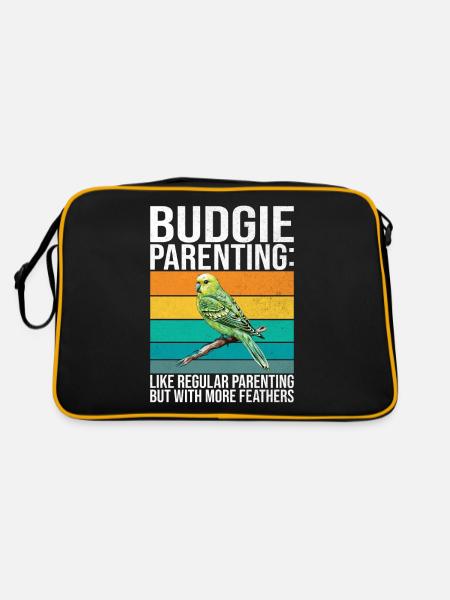 Budgie Gift - Retro Bag - black/gold - Back
