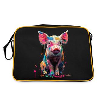 Schwein - Retro Tasche - Schwarz/Gold - Hinten