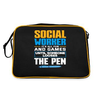 Social worker it's all fun until someone - Retro Bag - black/gold - Back