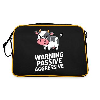 Avertissement passif agressif vache dessin animé humour - Sac Retro - noir/or - Dos