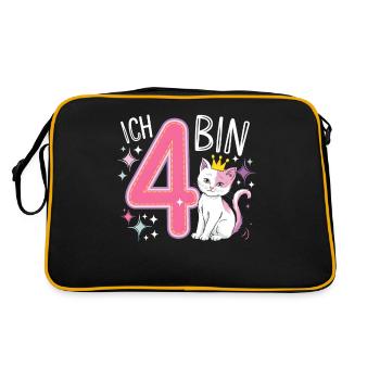 4ème anniversaire chat chaton fête d’anniversaire des enfants - Sac Retro - noir/or - Dos