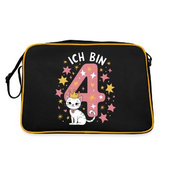 4ème anniversaire chat chaton fête d’anniversaire des enfants - Sac Retro - noir/or - Dos