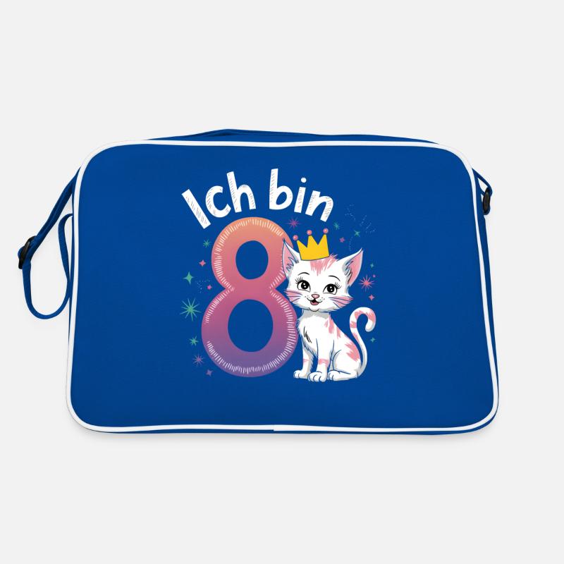 8. Geburtstag Katze Kätzchen Kindergeburtstag Retro Tasche