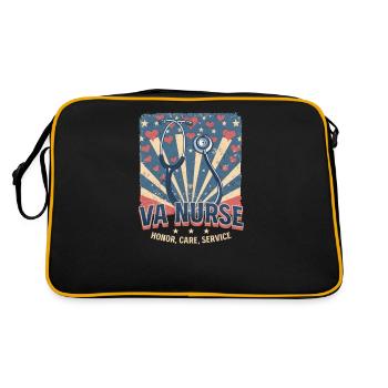 VA Krankenschwester VA Krankenschwester: Ehre, Fürsorge, Dienst - Retro Tasche - Schwarz/Gold - Hinten