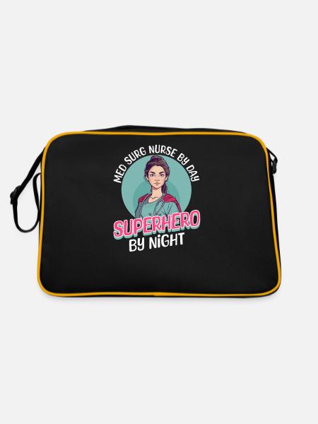 Infirmière en chirurgie médicale Infirmière le jour, super-héros la nuit - Sac Retro - noir/or - Dos