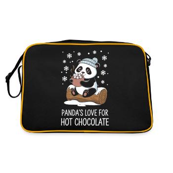 Panda's love for hot chocolate in winter - Retro Bag - black/gold - Back